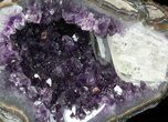 Sparkling Purple Amethyst Geode with Calcite- Uruguay #46261-1